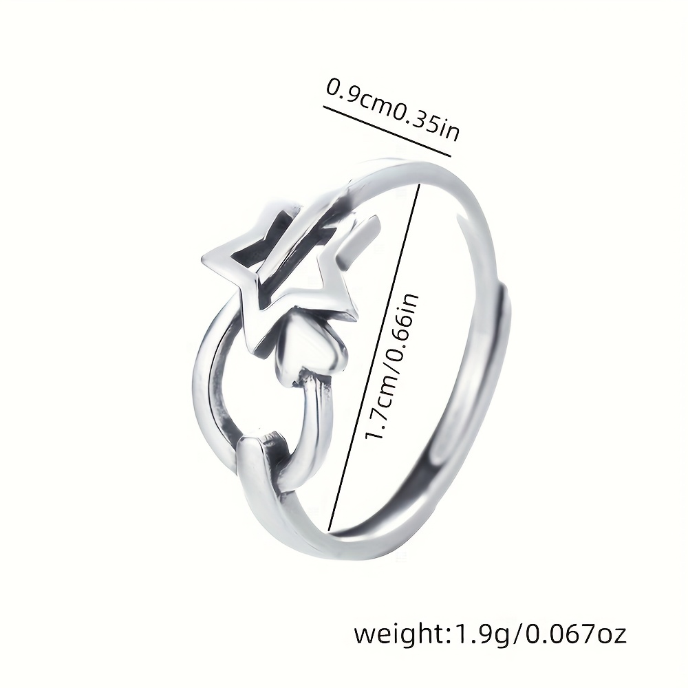 S925 Open Ring Vintage Antique Hollow Star Ring